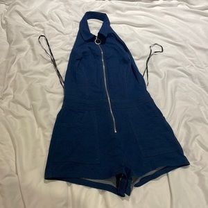 Forever 21 Denim backless shorts romper with zipper size M